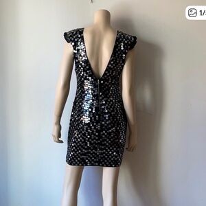 Y2K  Robert Rodrigues Black Sequin Open Back Mini Dress Size4 Designer Like New